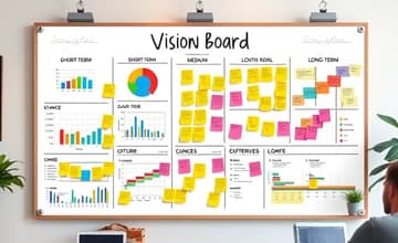 Painel visual com metas de curto, médio e longo prazo
