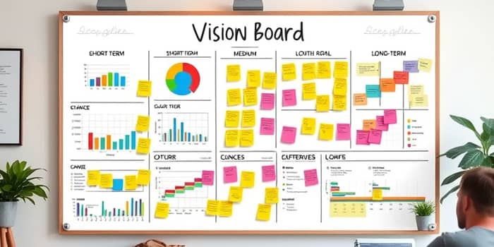 Painel visual com metas de curto, médio e longo prazo